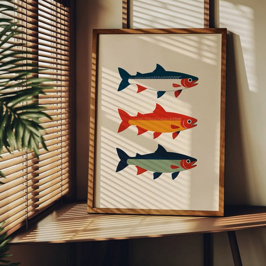 Retro Minimalist Trout Print